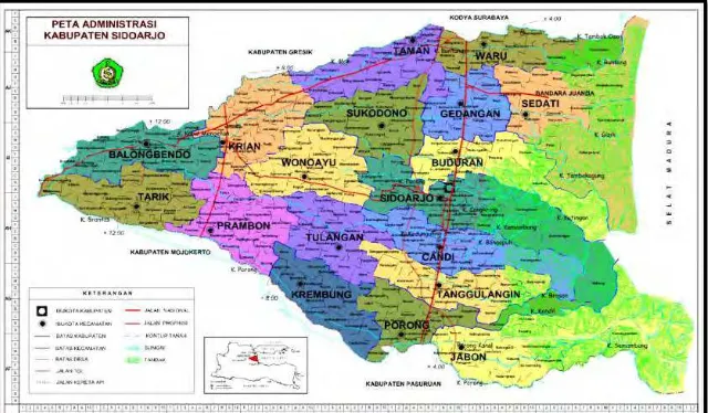 Gambar  2.1  Peta Administrasi Kabupaten Sidoarjo 