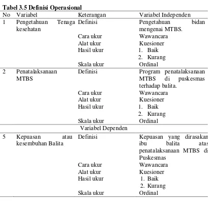 Tabel 3.5 Definisi Operasional 