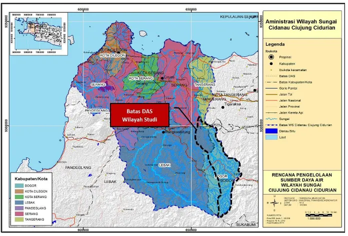 Gambar 2.2 Peta Lokasi Wilayah Studi (BBWS Cidanau-Ciujung-Cidurian, 2015).  