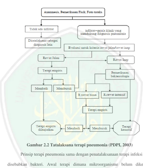 Gambar 2.2 Tatalaksana terapi pneumonia (PDPI, 2003) 