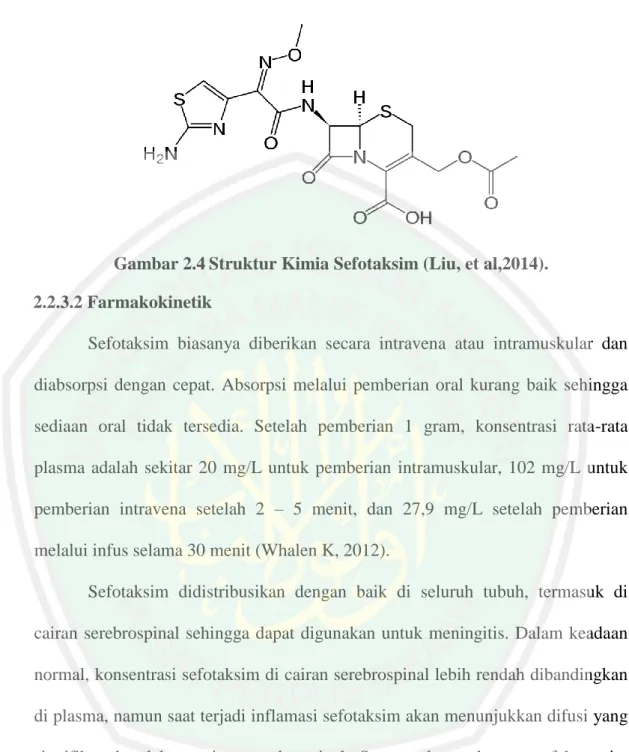 Gambar 2.4 Struktur Kimia Sefotaksim (Liu, et al,2014). 