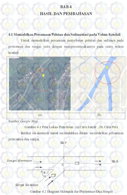 Gambar 4.1 Peta Lokasi Penelitian: (a) Citra Satelit , (b) Citra Peta 