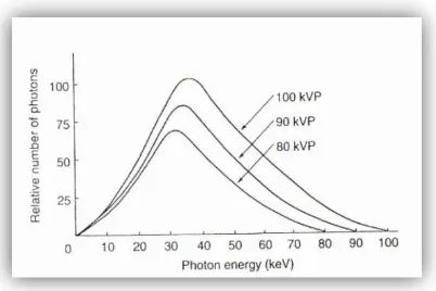 Gambar 3. Grafik spektrum energi foton berdasarkan nilai kVp1