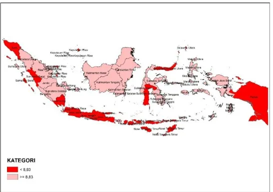 Gambar 4.9 Persebaran Cakupan Persalinan Fasyankes di Indonesia 