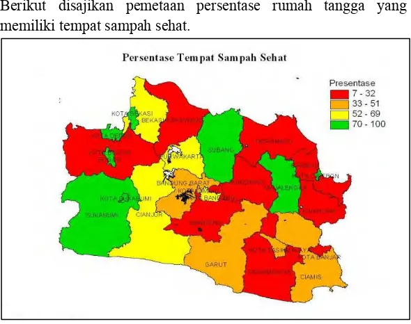 Gambar 4.4 Persentase Rumah Tangga yang Memiliki Tempat Sampah Sehat di Provinsi Jawa Barat Tahun 2012 