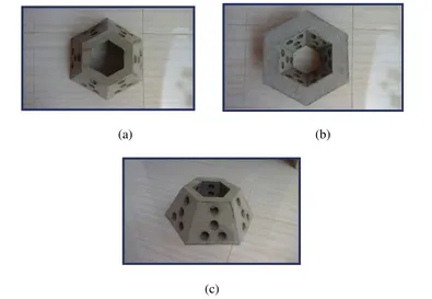 Gambar 1.1. Bentuk model terumbu buatan tipe Hexagonal. (a) tampak atas (b) bawah dan (c) samping  
