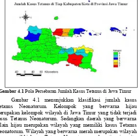 Gambar 4.1 Pola Persebaran Jumlah Kasus Tetanus di Jawa Timur 