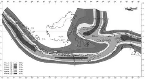 Gambar 1. Wilayah Gempa Indonesia Dengan Percepatan Puncak Batuan Dengan Dasar Periode Ulang 500 Tahun