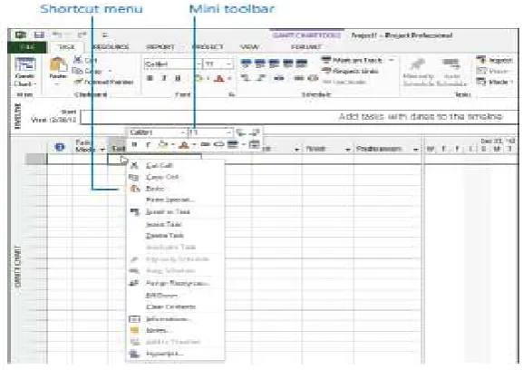 Gambar 2.7 Tampilan Menu Shortcut dan Mini Toolbar 