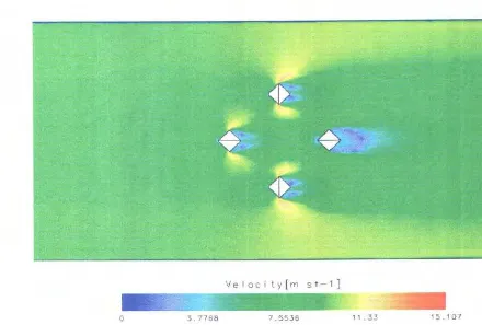 Gambar 5.l.g. Visual Surface Velocity- x Pada KC 5 Arab 45° 