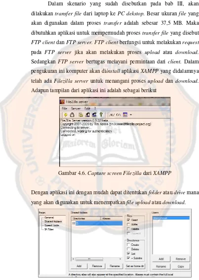 Gambar 4.6. Capture screen Filezilla dari XAMPP 