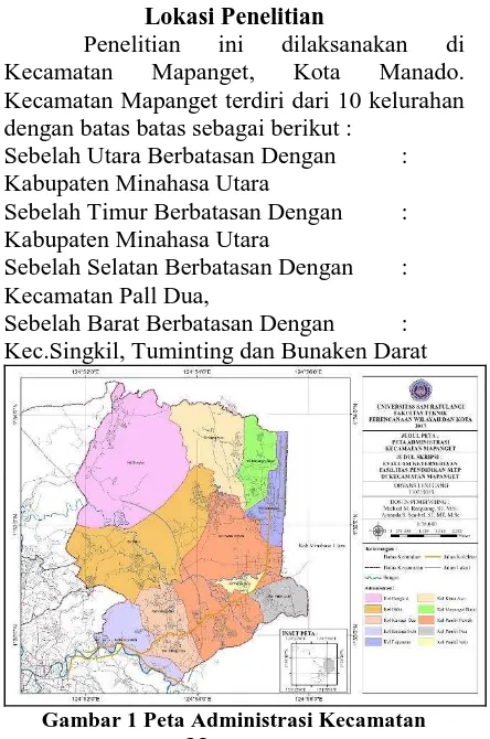 Gambar 1 Peta Administrasi Kecamatan Mapanget 