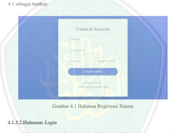 Gambar 4.1 Halaman Registrasi Sistem 