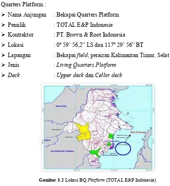 Gambar 3.2 Lokasi BQ Platform (TOTAL E&P Indonesia) 