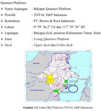 Gambar 3.2 Lokasi BQ Platform (TOTAL E&P Indonesia) 