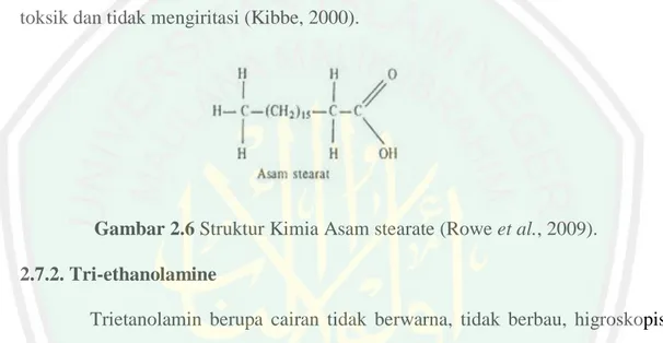 Gambar 2.6 Struktur Kimia Asam stearate (Rowe et al., 2009). 