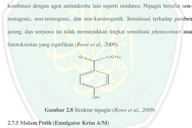 Gambar 2.8 Struktur nipagin (Rowe et al., 2009)  2.7.5 Malam Putih (Emulgator Krim A/M) 