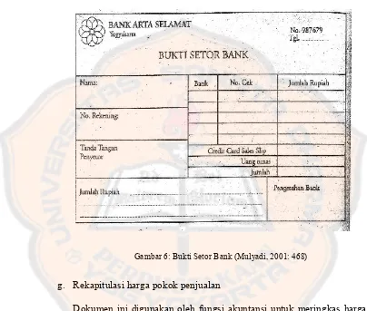 Gambar 6: Bukti Setor Bank (Mulyadi, 2001: 468)