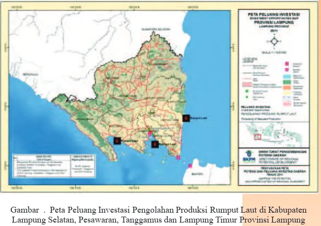 Gambar . Peta Peluang Investasi Pengolahan Produksi Rumput Laut di Kabupaten 