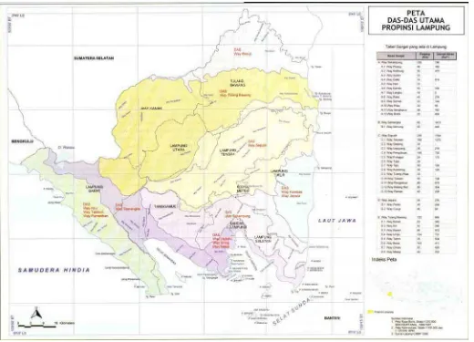 Gambar 2.5  Peta DAS-DAS Utama di Provinsi Lampung (Sumber: Wiryawan dkk., 2002)