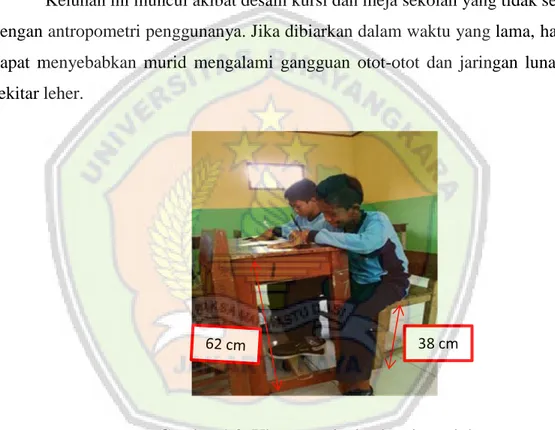 Gambar 1.3. Ukuran meja dan kursi saat ini  Sumber : SMP Al Kautsar Bekasi 