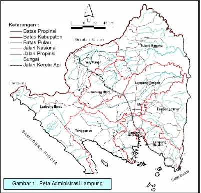 Gambar 1.  Peta Administrasi Lampung  