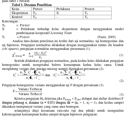 Tabel 1. Desaian Penelitian 