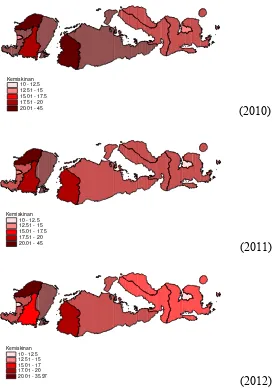 Gambar 4.2 Persentase penduduk miskin di NTB tahun 2010 - 2012 