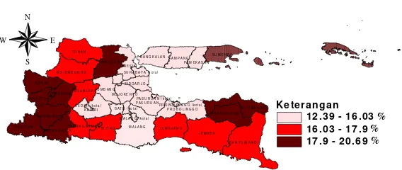 Gambar 4.3. Persebaran Penduduk Usia 50-64 Tahun di Jawa Timur 