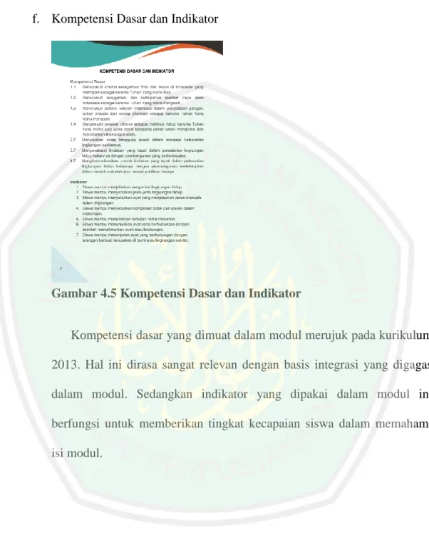 Gambar 4.5 Kompetensi Dasar dan Indikator 