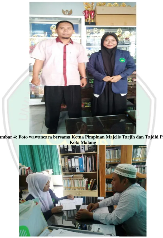 Gambar 4: Foto wawancara bersama Ketua Pimpinan Majelis Tarjih dan Tajdid PDM  Kota Malang 