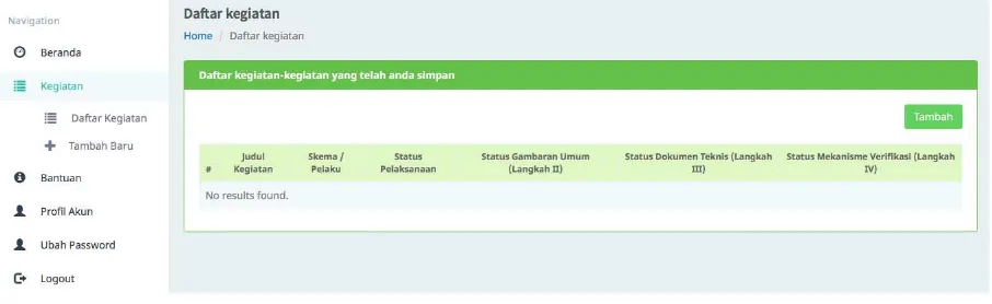 Gambar 7. Tampilan layar halaman Daftar Kegiatan.