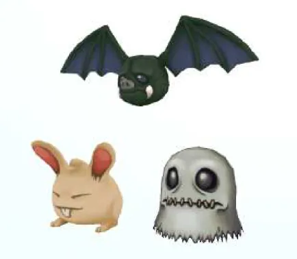 Gambar 3.7 Model Objek 3D dari Rabbit (kiri), Ghost (Kanan) dan Bat (Atas)