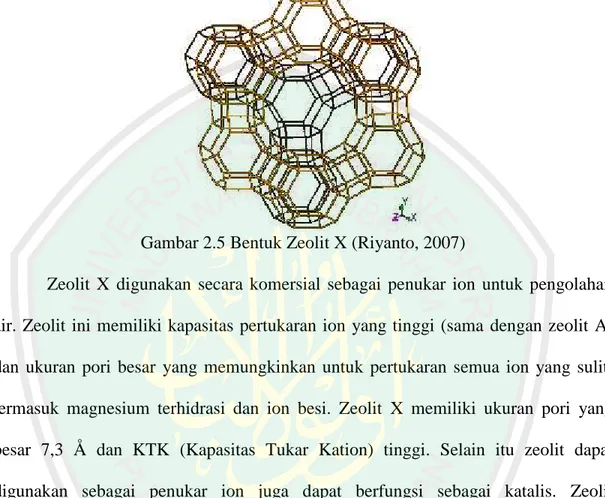 Gambar 2.5 Bentuk Zeolit X (Riyanto, 2007)