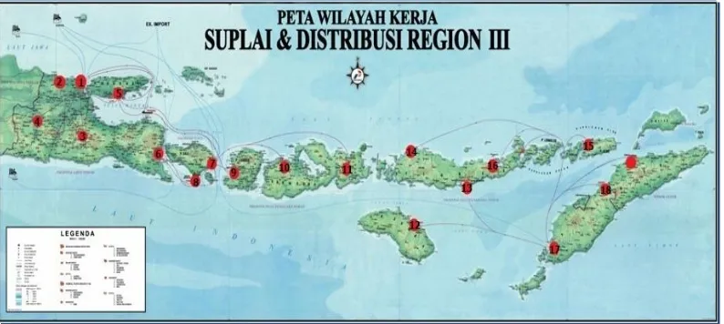 Gambar 2.1 Peta Wilayah Kerja PT. Pertamina Supply and Distribution Region 