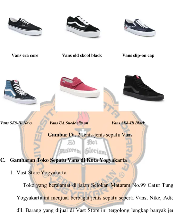 Gambar IV. 2 Jenis-jenis sepatu Vans 