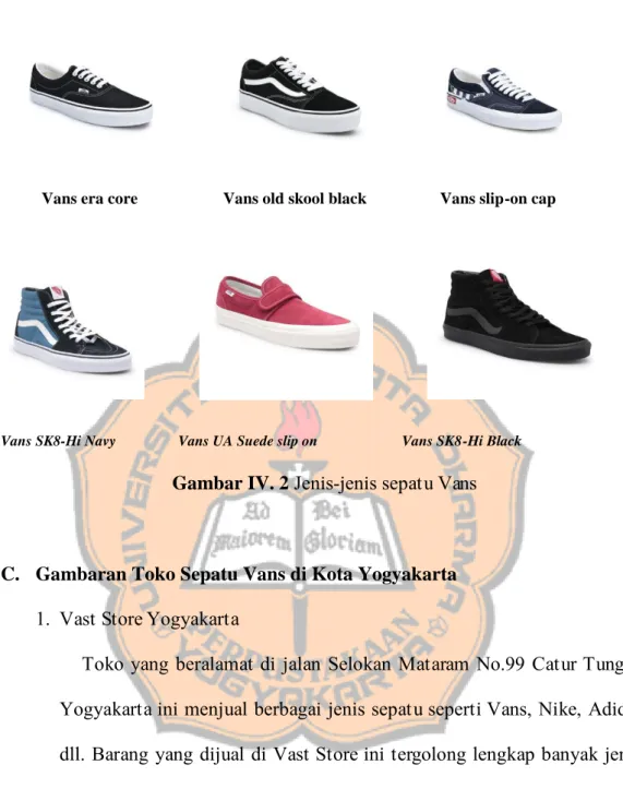 Gambar IV. 2 Jenis-jenis sepatu Vans 