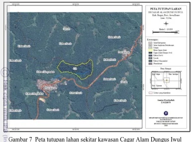 Gambar 7  Peta tutupan lahan sekitar kawasan Cagar Alam Dungus Iwul  