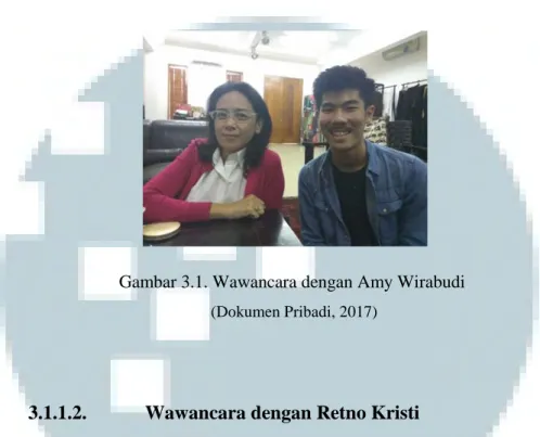 Gambar 3.1. Wawancara dengan Amy Wirabudi   (Dokumen Pribadi, 2017) 