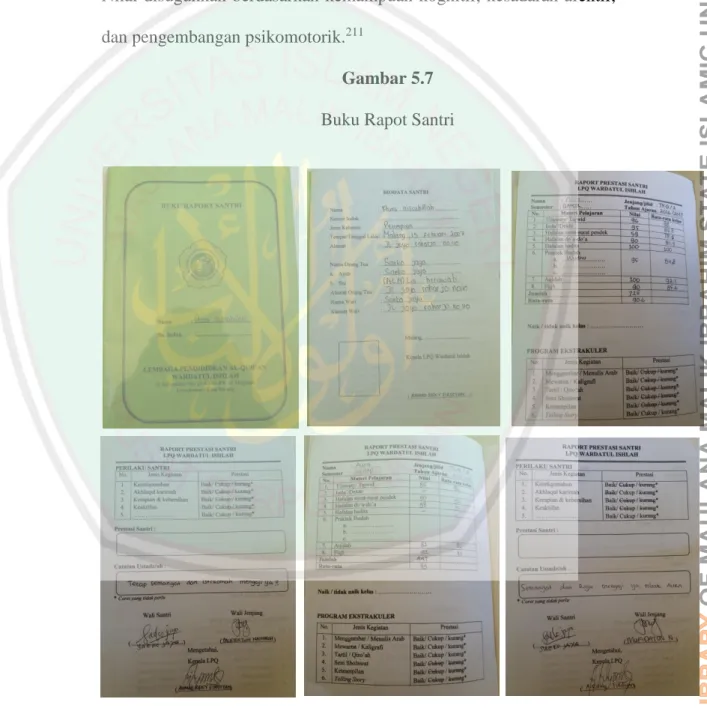 Gambar 5.7  Buku Rapot Santri 