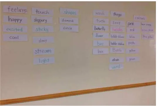 Figure 2: An Example of Classified Words on a Word Wall.  