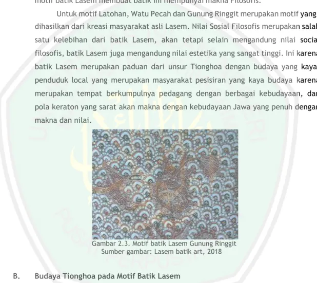 Gambar 2.3. Motif batik Lasem Gunung Ringgit  Sumber gambar: Lasem batik art, 2018 