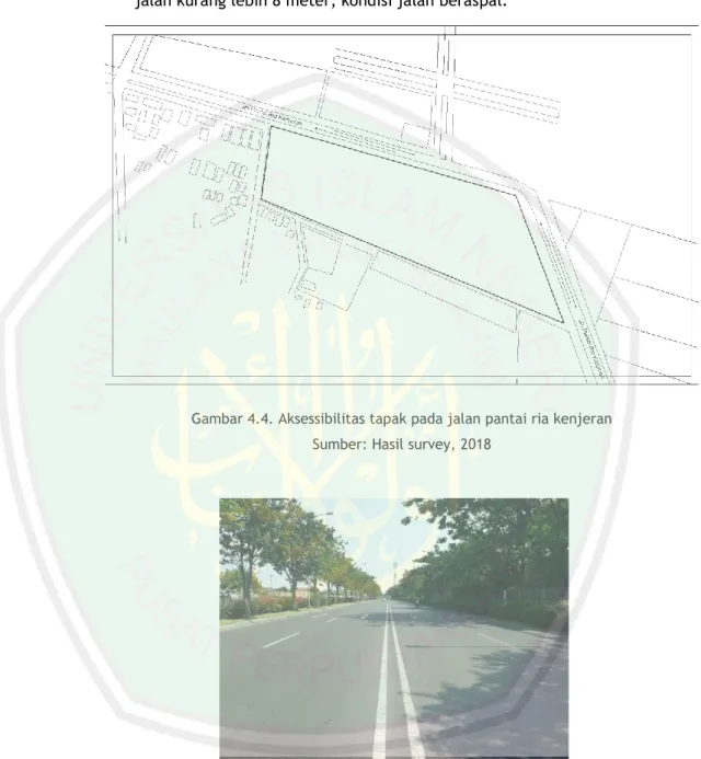 Gambar 4.4. Aksessibilitas tapak pada jalan pantai ria kenjeran  Sumber: Hasil survey, 2018  