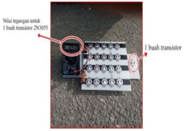 Gambar  5.  Pengukuran  Voltase  untuk  satu buah   transistor 2N3055 