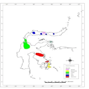 Gambar 2.Keanekaragaman genetik dan morfometrik anoa pada berbagai region di Sulawesi (Burton et al