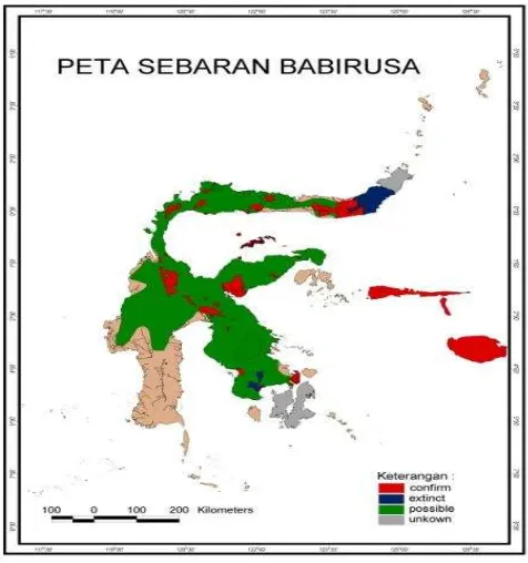 Gambar 1.  Peta sebaran  Babirusa 