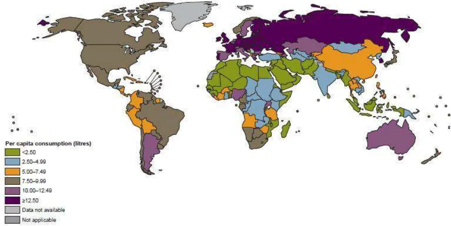Gambar 2.1. Gambaran Demografi Konsumsi Alkohol Global. 