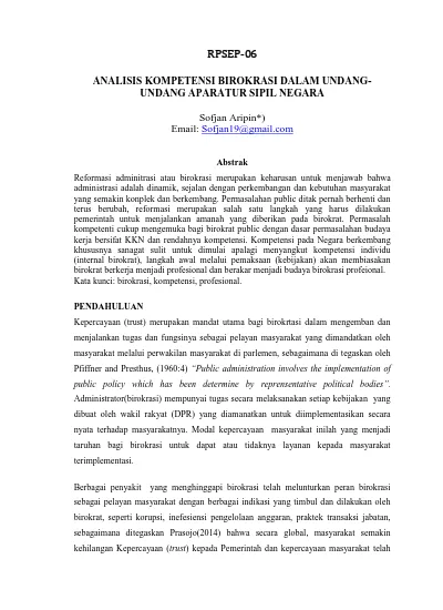 Analisis Kompetensi Birokrasi Dalam Undang-Undang Aparatur Sipil Negara