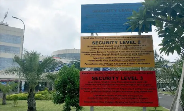 Gambar 2.1 keterangan port security level di pelabuhan Tanjung  Perak, Surabaya