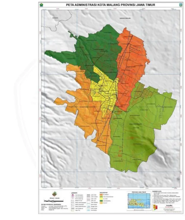 Gambar 6. Peta Wilayah Kota Malang Provinsi Jawa Timur Sumber: http://malangkota.go.id 